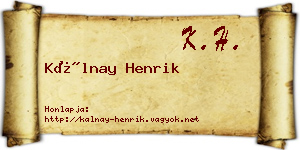 Kálnay Henrik névjegykártya